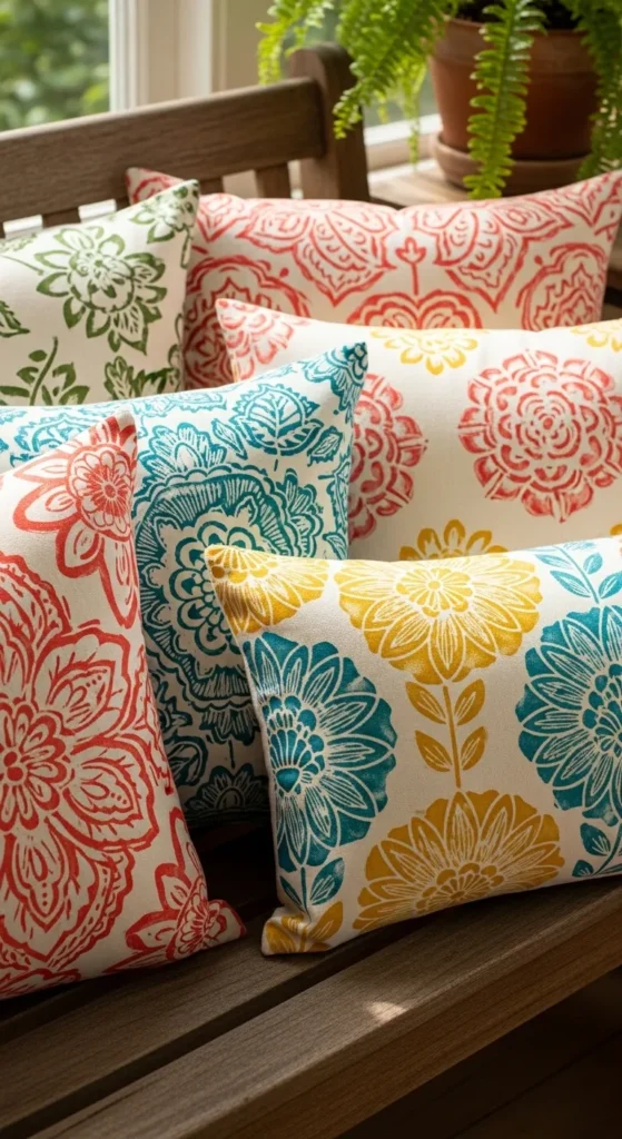 Hand-Stamped Pillow Covers