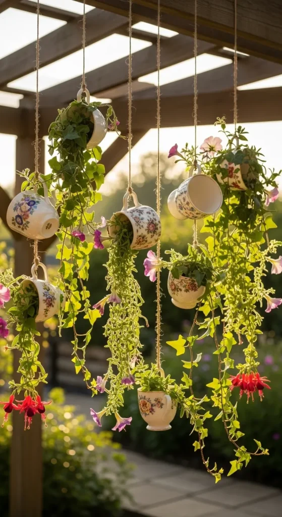 Hanging Teacup Planters