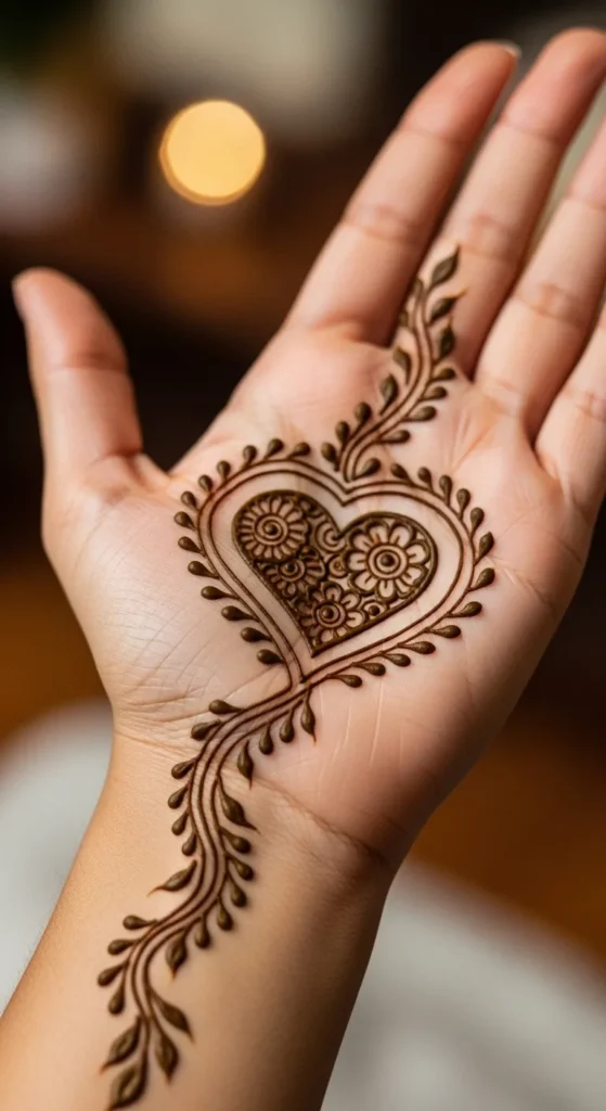 Heart-Shaped Mehndi Design