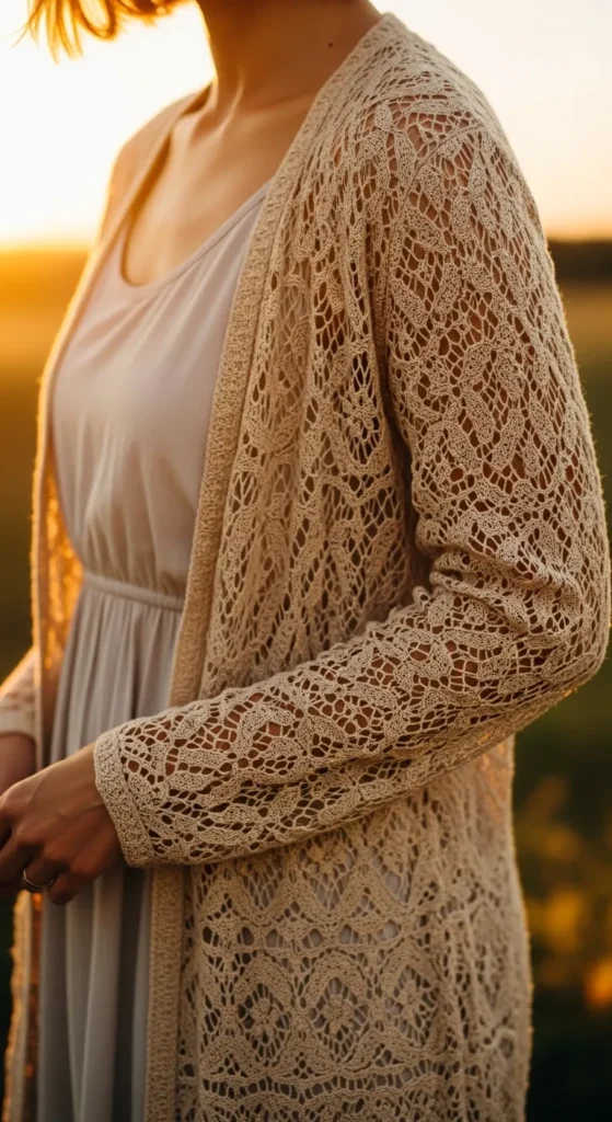 Lace Crochet Cardigan for Summer Evenings