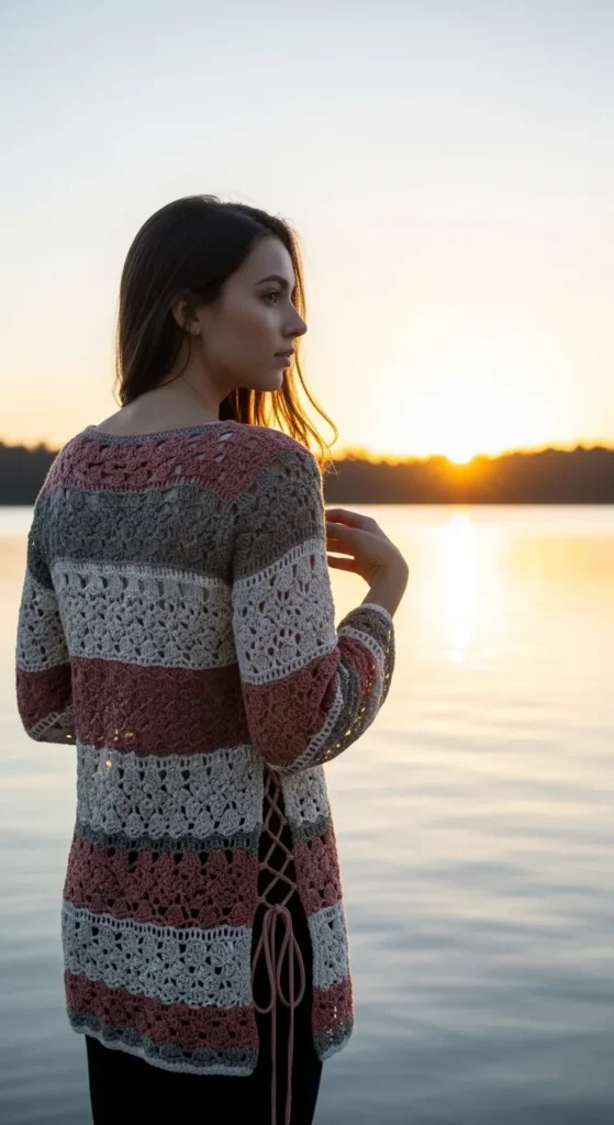 Lace-Up Crochet Tunic