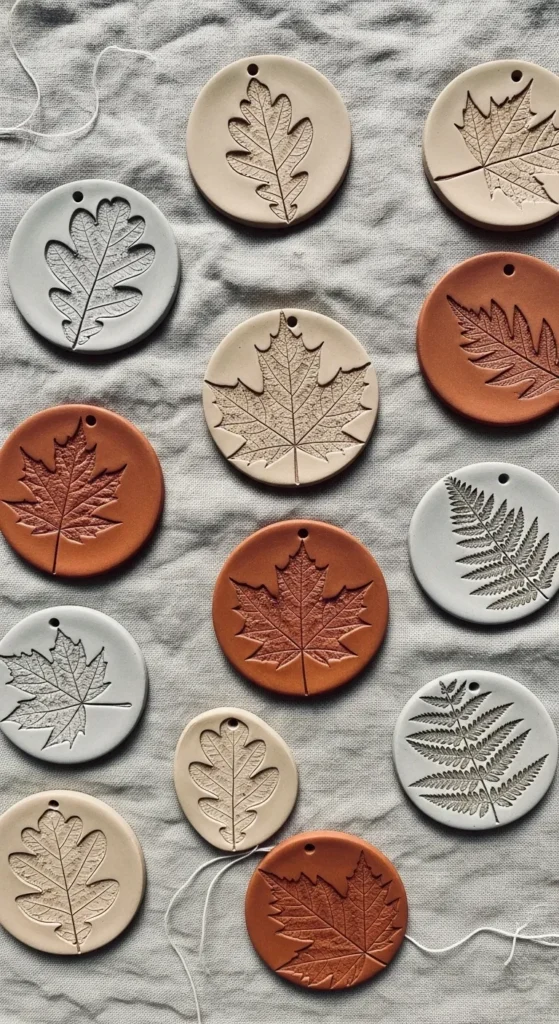 Leaf Imprint Clay Ornaments