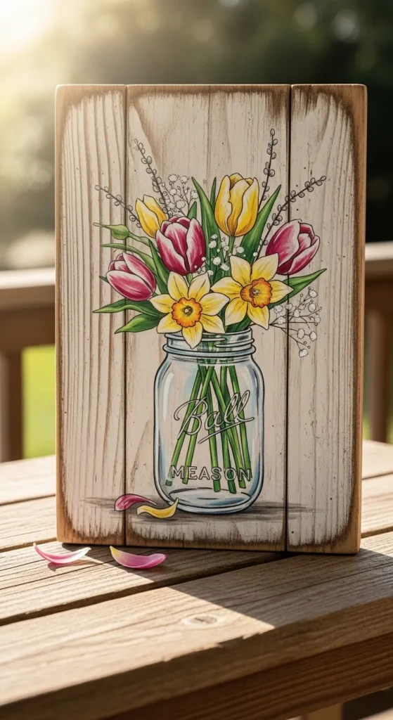 Mason Jar Floral Sign