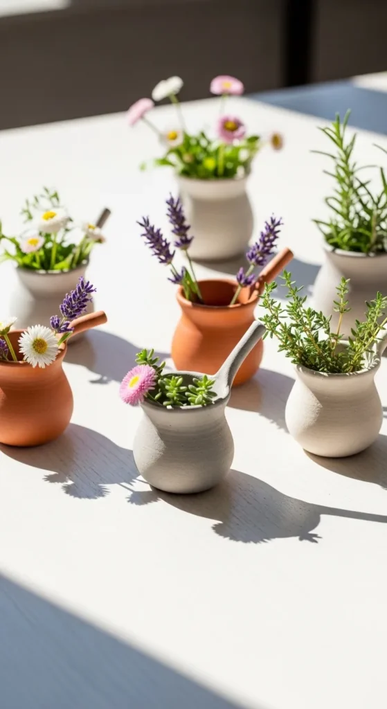 Mini Clay Pots with Handles