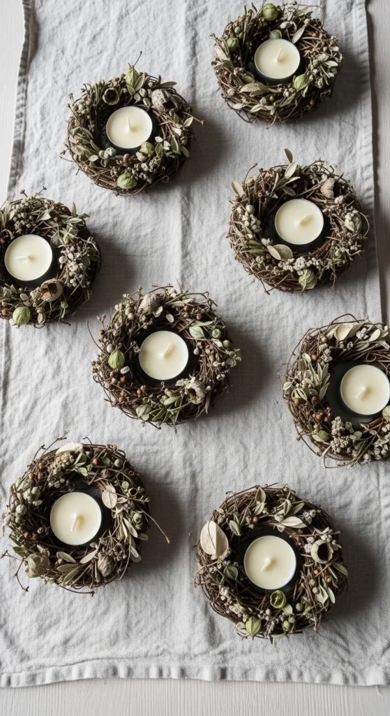 Mini Wreaths with Tea Lights