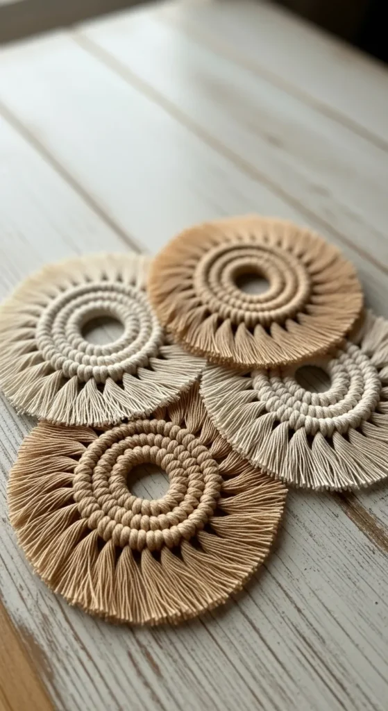 Neutral Macramé Coasters