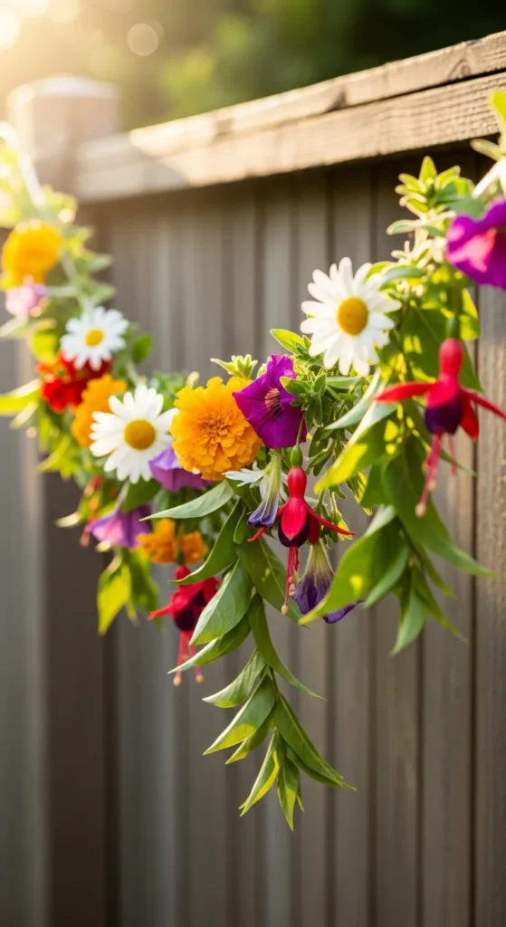 Outdoor Garland of Flowers and Leaves