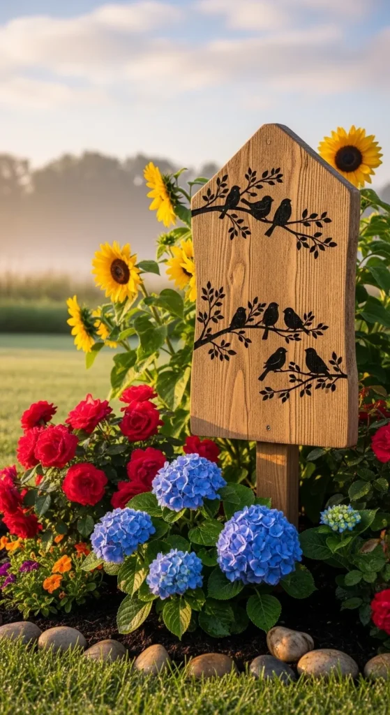 Painted Bird Silhouette Sign