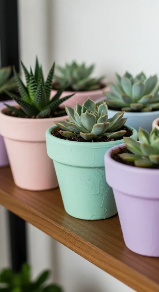 Painted Clay Pot Succulent Garden
