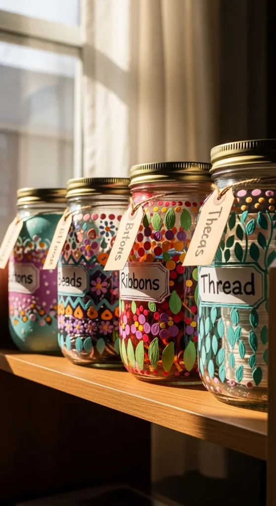  Painted Glass Jars for Organizing