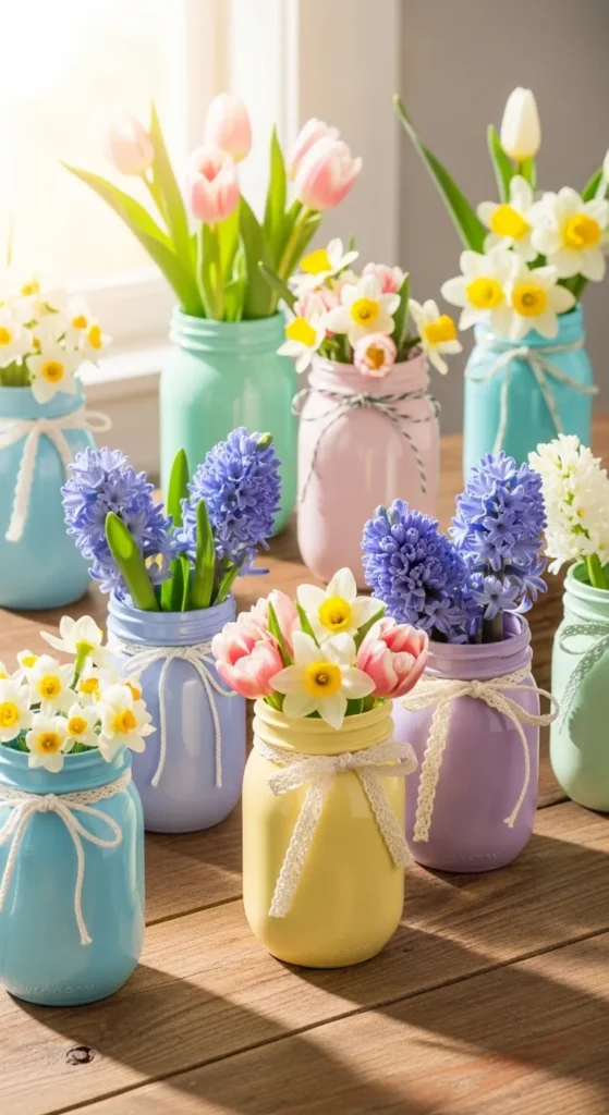 Painted Mason Jar Vases