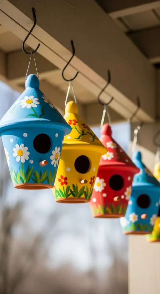  Painted Terra Cotta Birdhouses