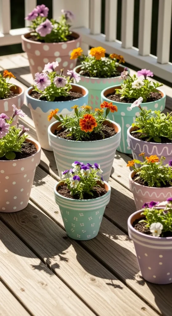 Painted Terra Cotta Flower Pots