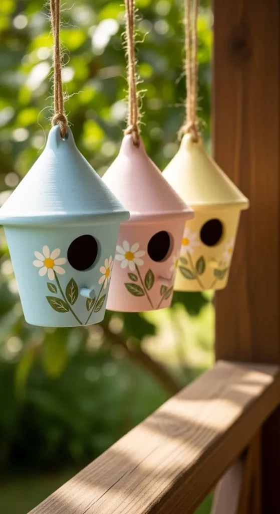 Painted Terracotta Birdhouses