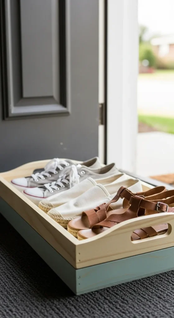 Painted Wooden Shoe Tray