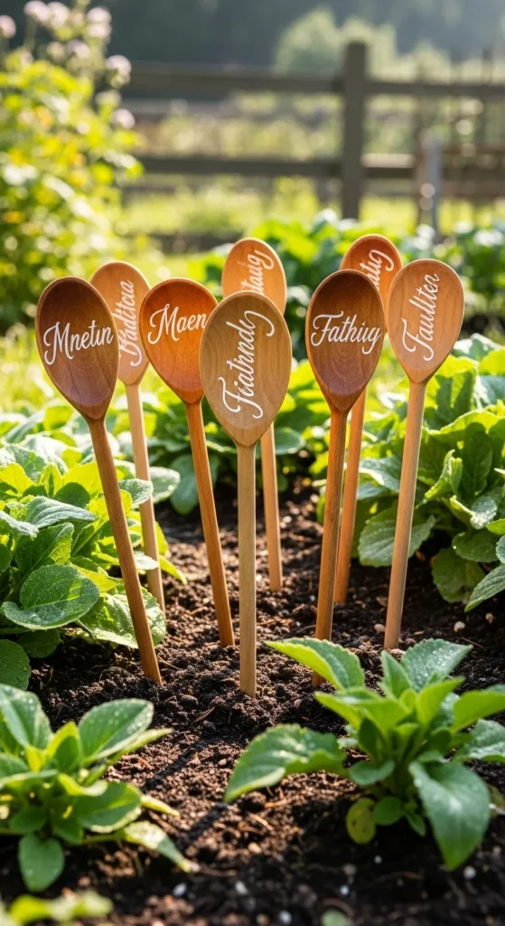 Painted Wooden Spoons as Plant Labels