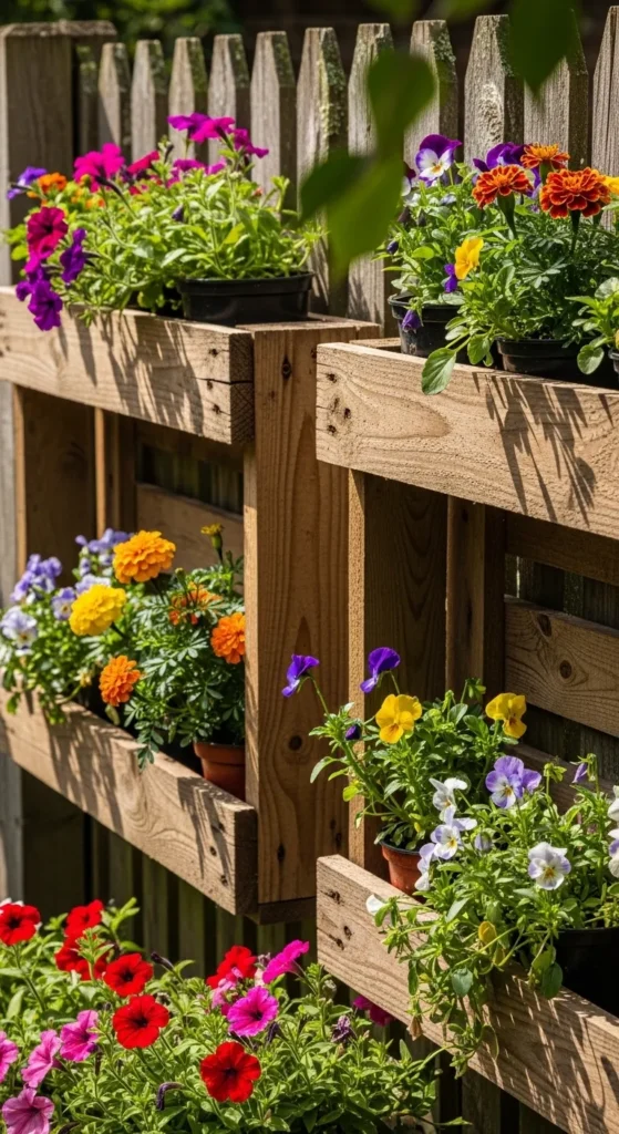 Pallet Wood Flower Shelves