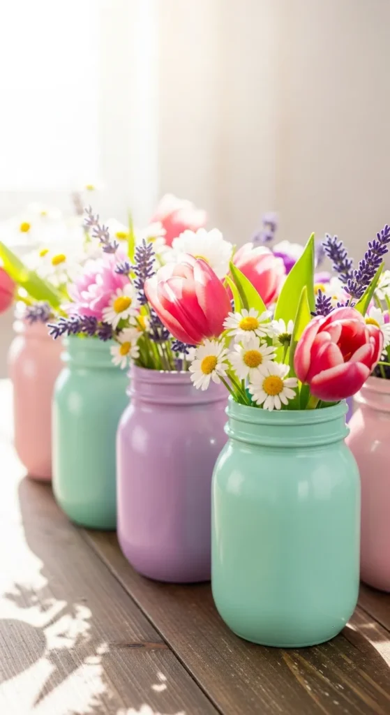 Pastel Painted Mason Jars