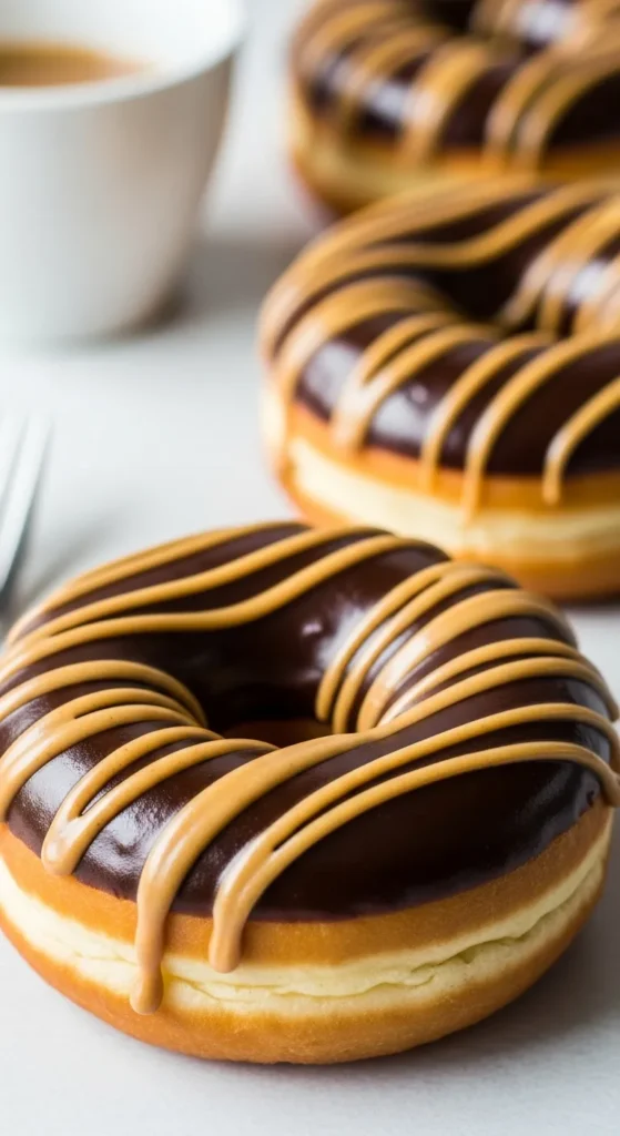 Peanut Butter Drizzle Donuts