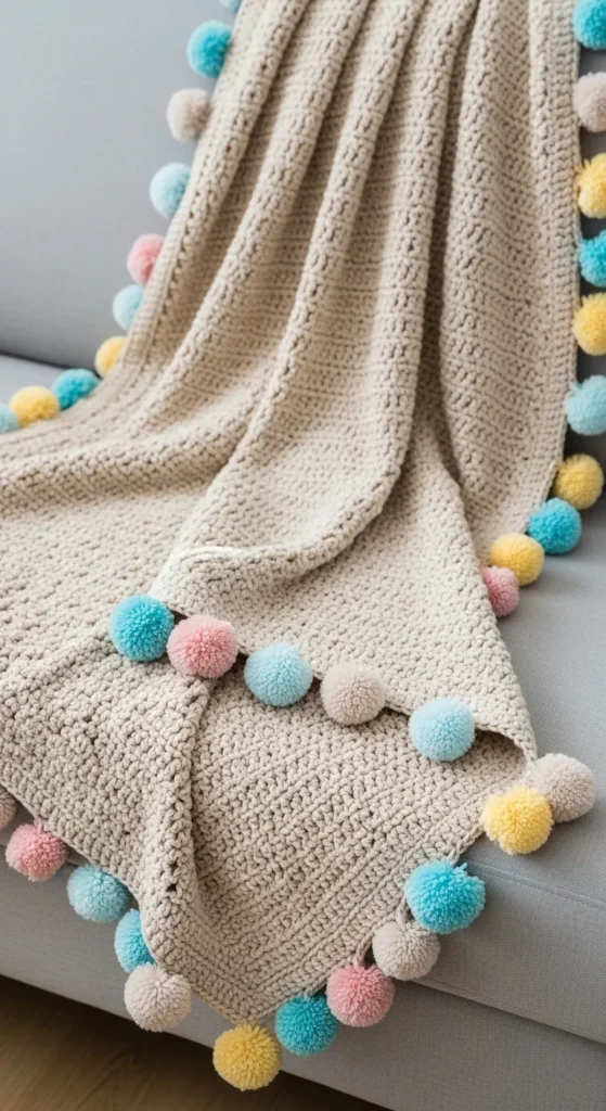 Pom-Pom Edged Blanket