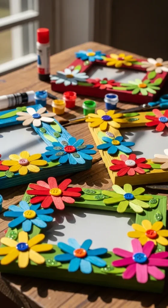 Popsicle Stick Flower Frames