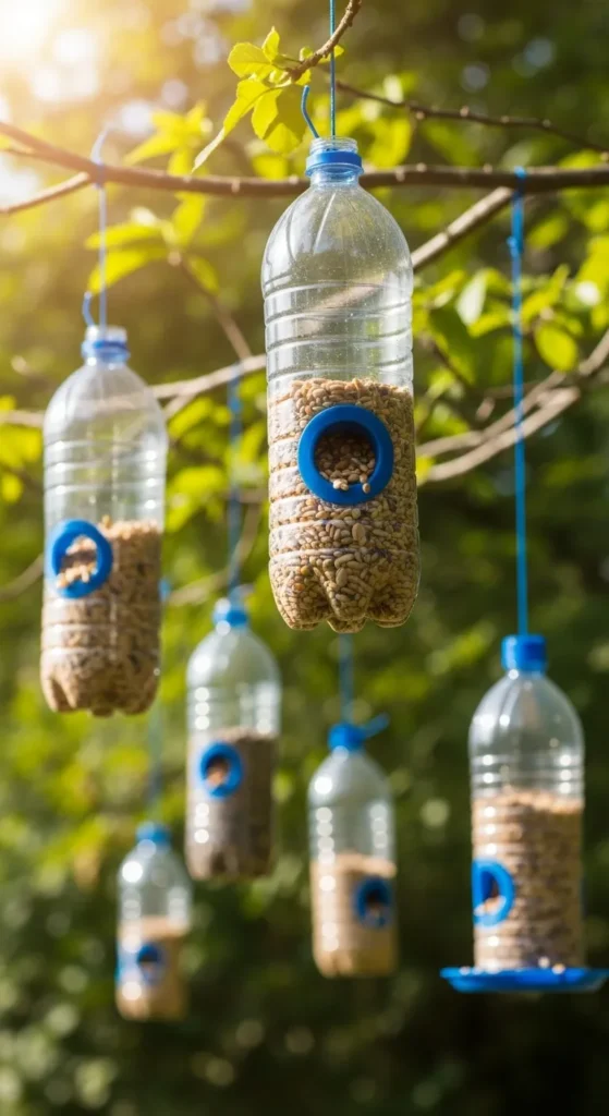 Recycled Bottle Bird Feeders