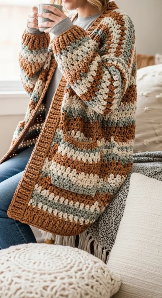 Relaxed Fit Cardigan with Pockets