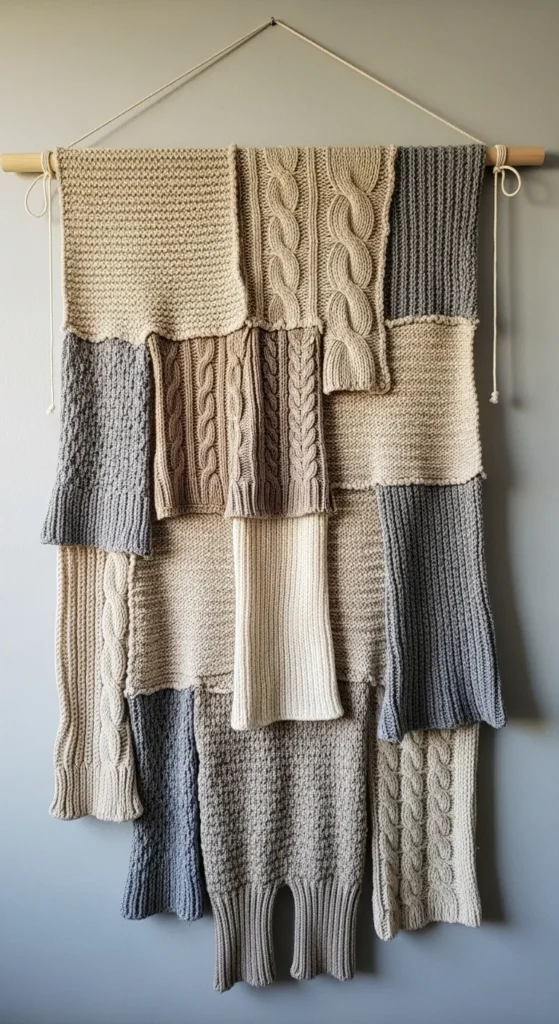 Repurposed Sweater Wall Hanging