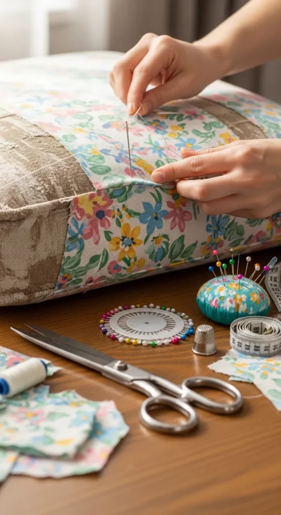 Revamp Old Cushions with Bright Fabric