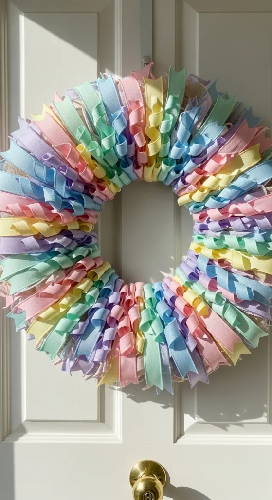 Ribbon-Wrapped Spring Wreath