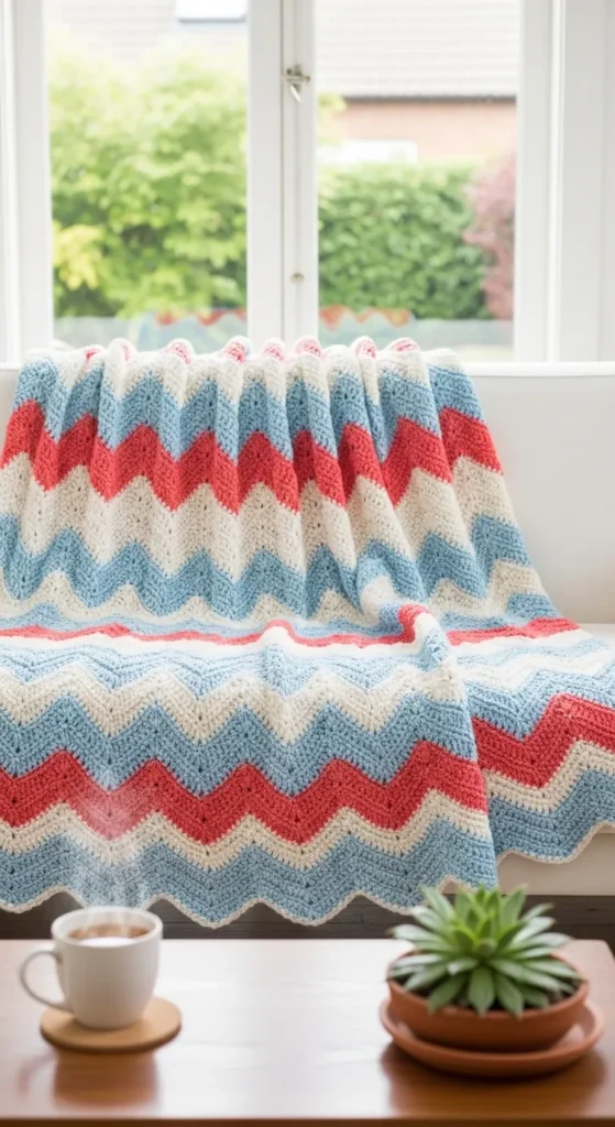 Ripple Blanket with a Pop of Color