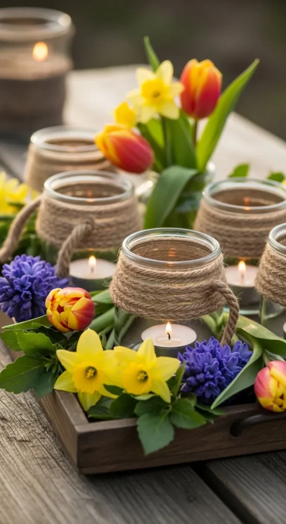 Rope-Wrapped Candle Holders