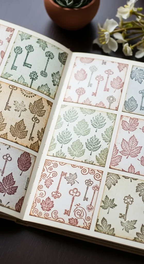 Scrapbook with Hand-Stamped Backgrounds