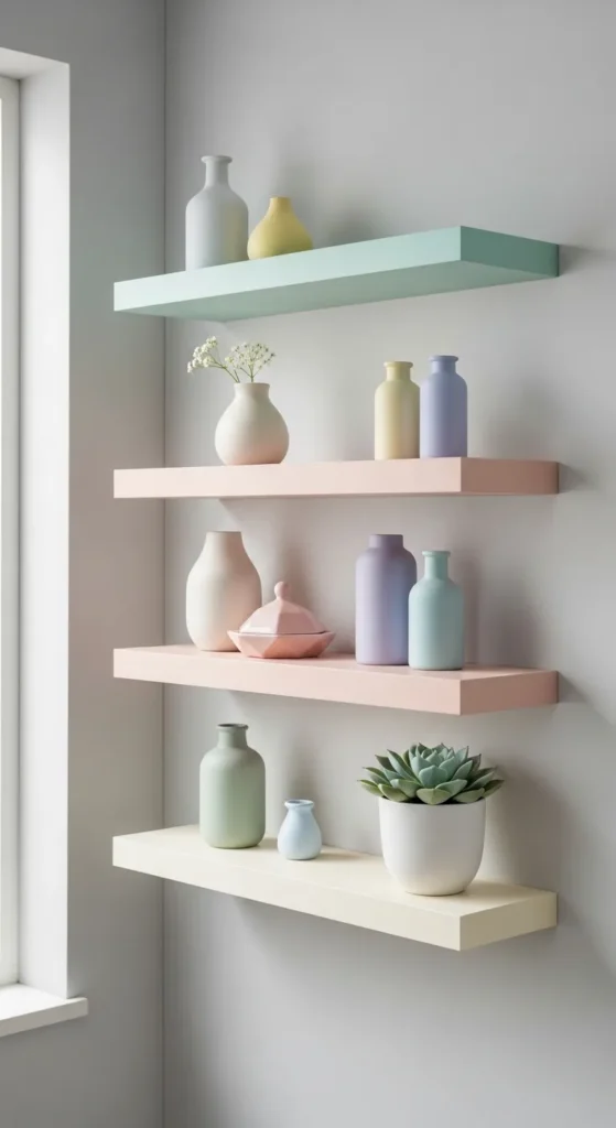 Soft Color Floating Shelves