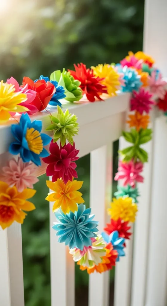 Spring Garland with Paper Flowers