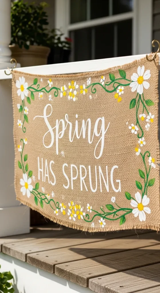 “Spring Has Sprung” Burlap Banner