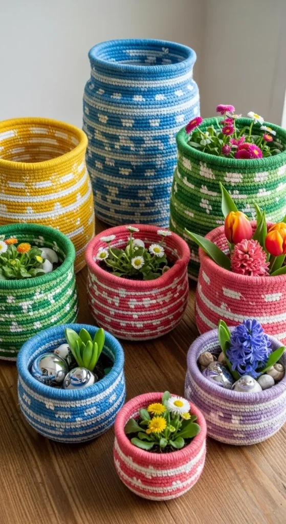 Spring-Themed Coiled Baskets