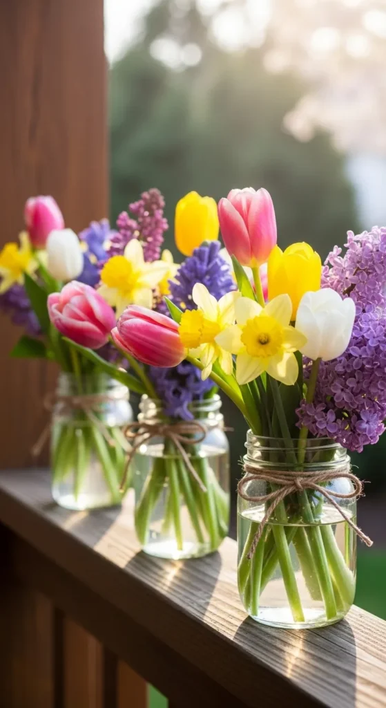 Spring-Themed Mason Jar Vases