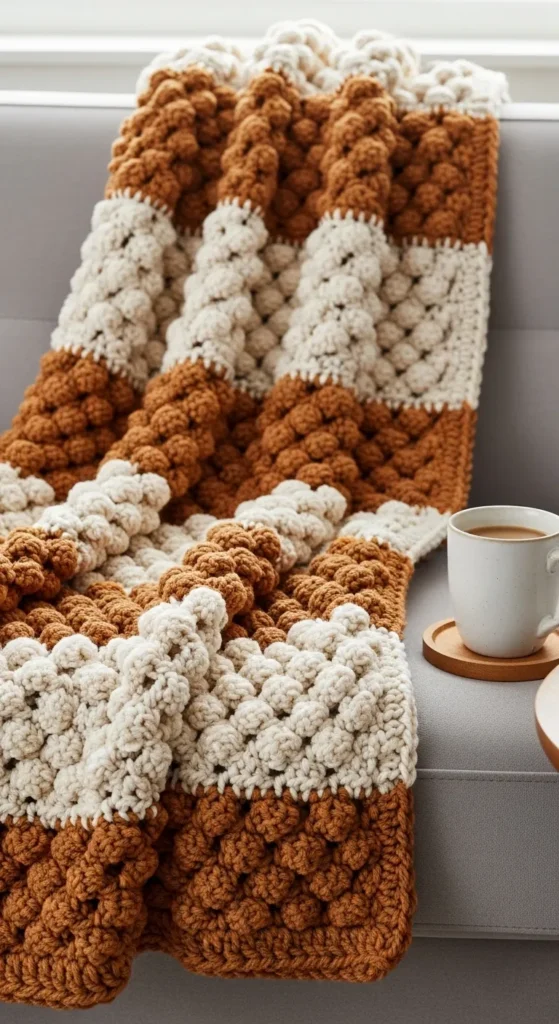 Textured Puff Stitch Blanket