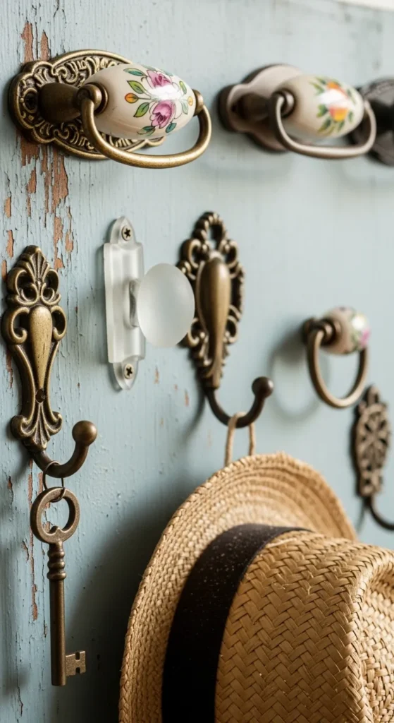 Thrifted Drawer Pulls as Wall Hooks