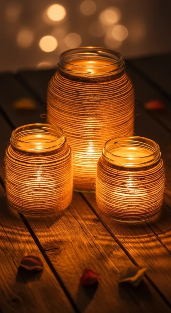 Twine-Wrapped Candle Holders
