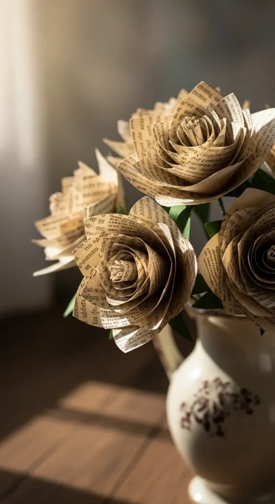  Upcycled Book Page Flowers