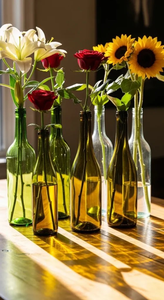 Upcycled Glass Wine Bottle Vases