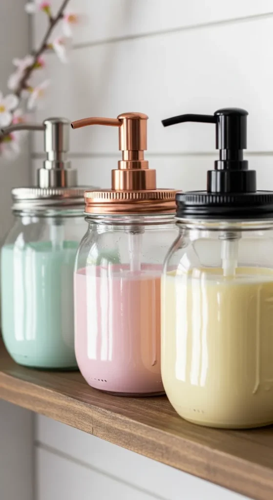 Upcycled Jar Soap Dispensers