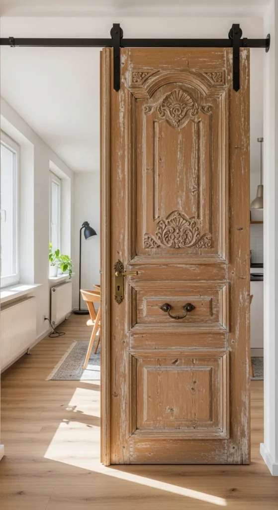  Upcycled Vintage Door as Room Divider