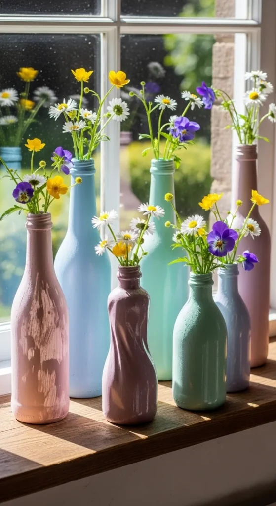 Upcycled Wine Bottles as Vases