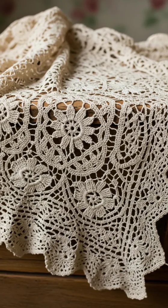 Vintage Lace Crochet Scarf