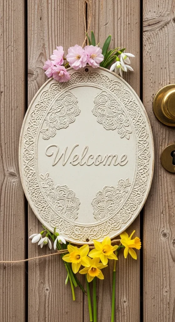 Vintage-Style Spring Sign with Lace Detailing