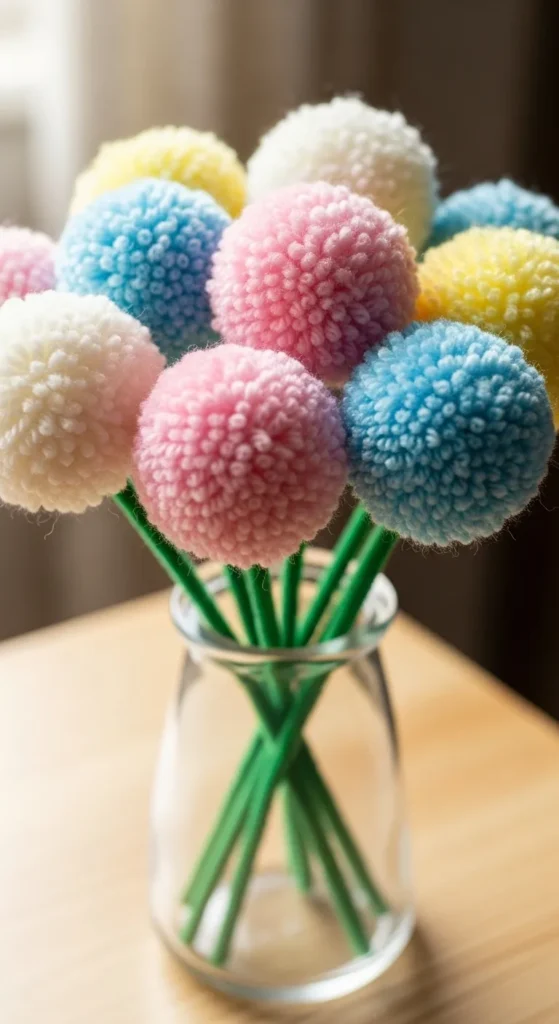 Yarn Pom-Pom Flowers