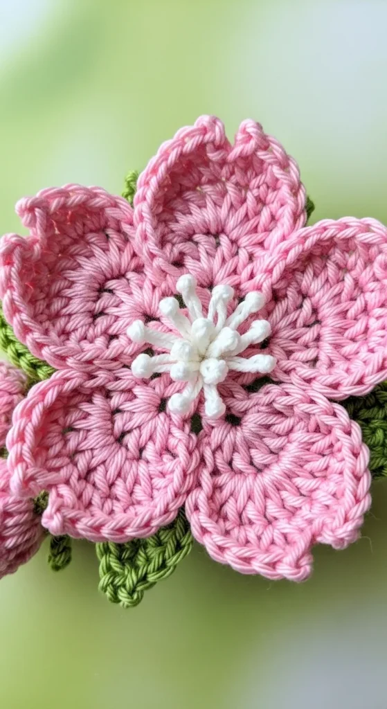 Cherry Blossom Crochet Flower